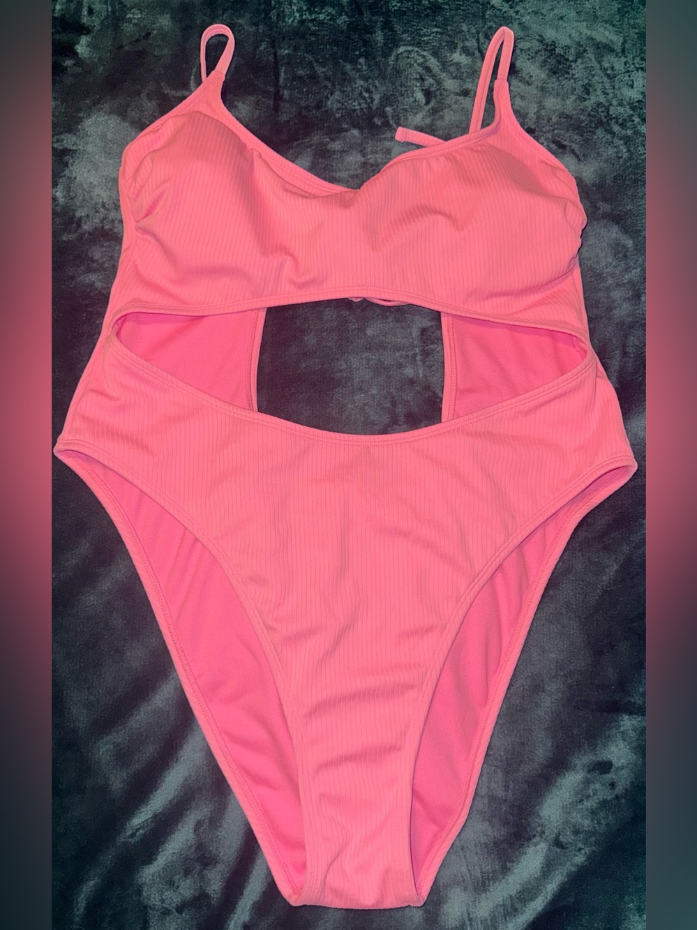 wild fable Hot Pink Ribbed Cutout One-Piece Swimsuit
